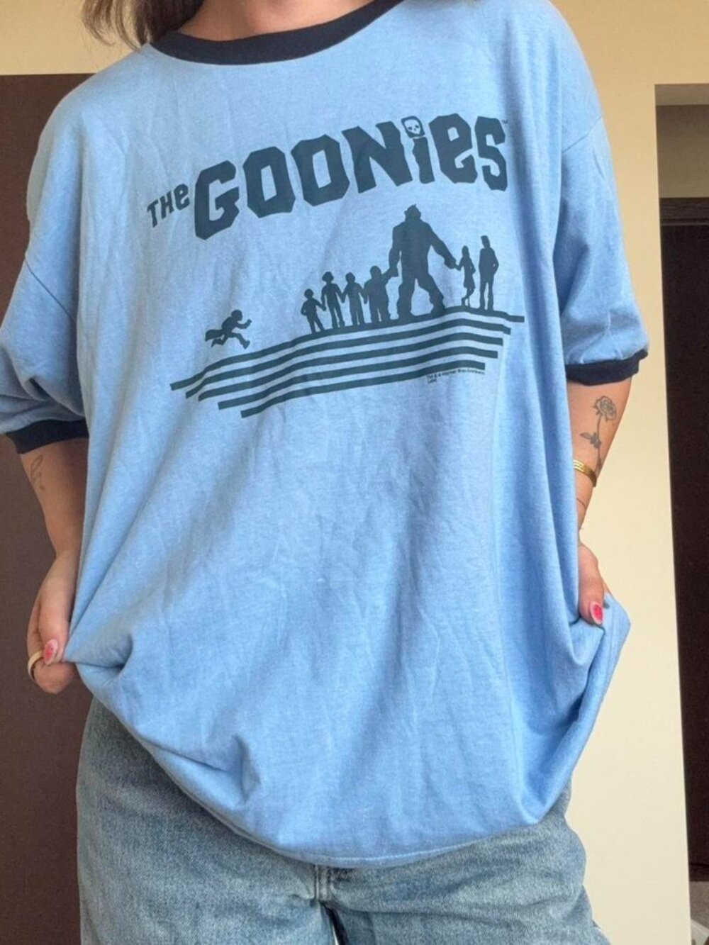 Vintage Y2K blue The Goonies Ripple Junction Brand ringer graphic tshirt